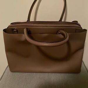 large brown tote never worn multiple compartments